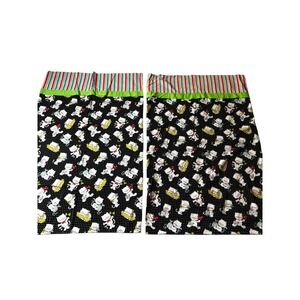 Vintage Style Kitten Cat Mouse Polka Dot Striped Standard Pillowcase Set 2pc
